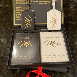 Mr & Mrs luggage tag and passport holder!